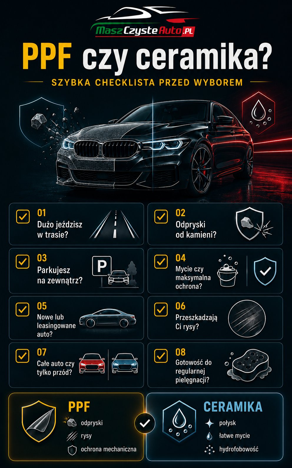 Powłoka ceramiczna czy folia PPF: które zabezpieczenie lakieru wybrać?